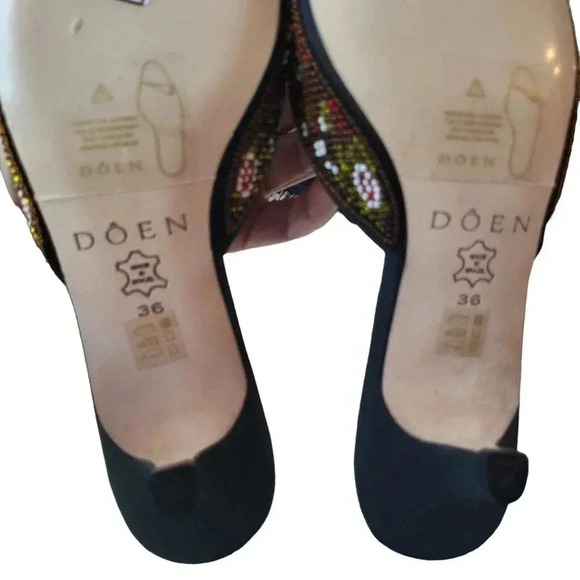NEW $350 Doen Callie Mule Hand Bidded Mosaic Slip On Heel Women's size 3… - Picture 12 of 14